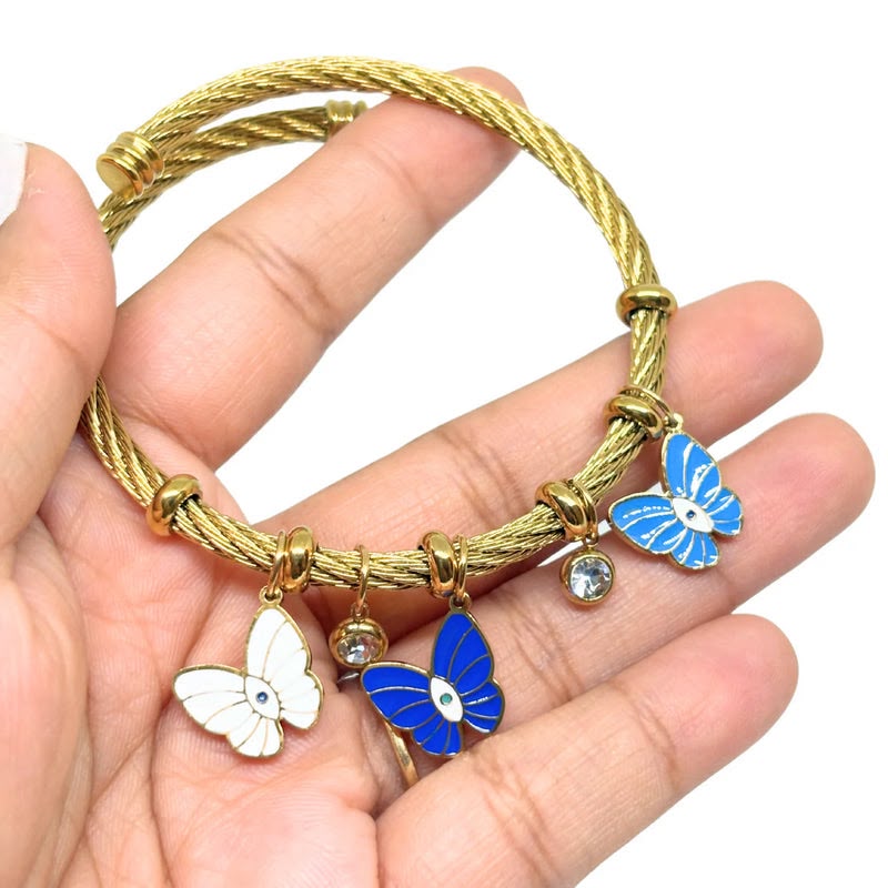 Gold-Plated Butterfly Charm Bracelet for Women | Adjustable Bangle