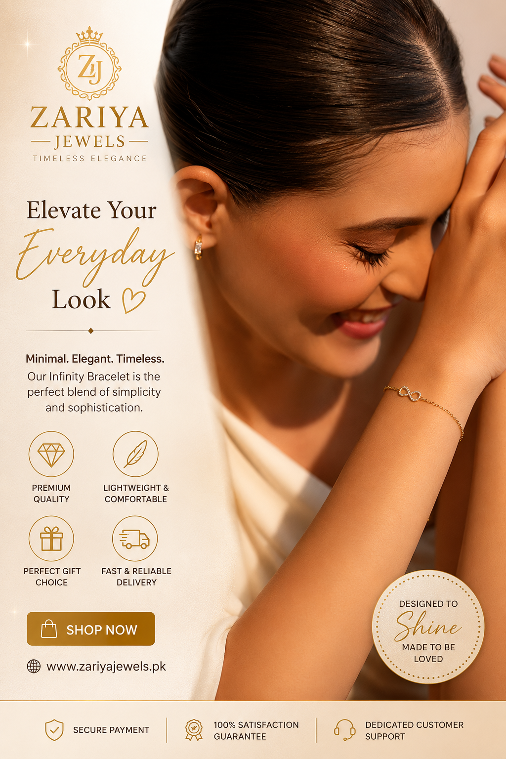 Elegant Infinity Heart Bracelet – Gold Plated