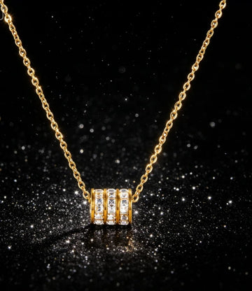 Barrel Bead Pendant Necklace – 18K Gold Plated