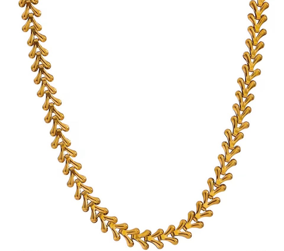 Elegant Gold-Plated Leaf Chain Necklace for Women