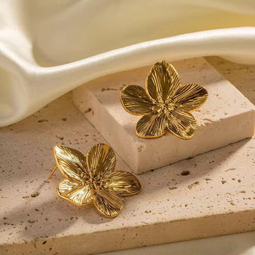 Elegant Gold-Plated Floral Stud Earrings for Women