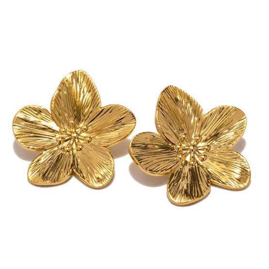 Elegant Gold-Plated Floral Stud Earrings for Women