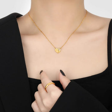 Locket Love" Engraved Heart Necklace – 18K Gold Plated