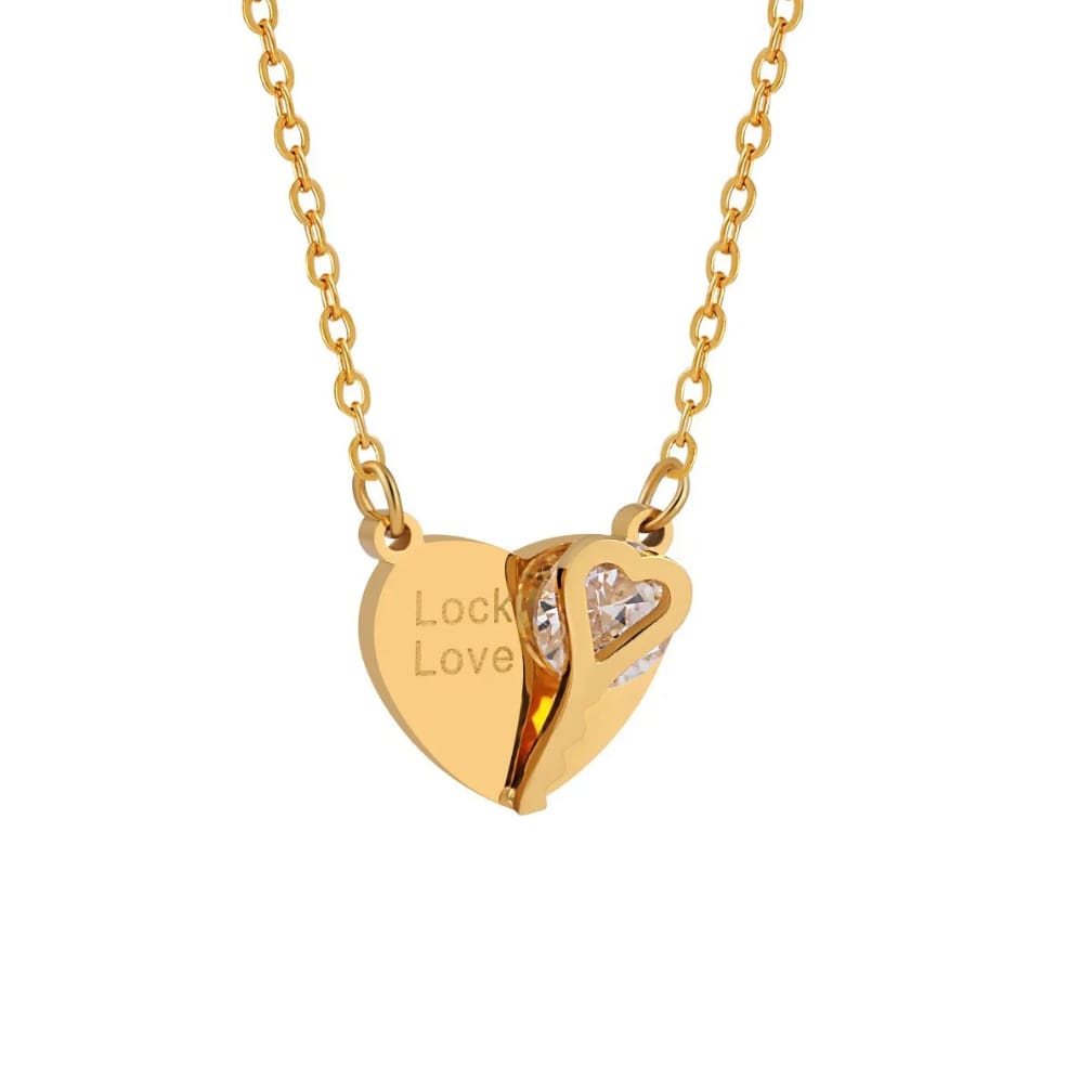 Locket Love" Engraved Heart Necklace – 18K Gold Plated