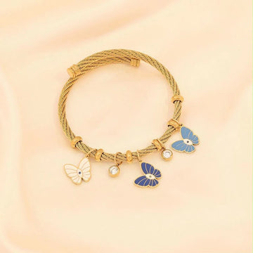 Gold-Plated Butterfly Charm Bracelet for Women | Adjustable Bangle